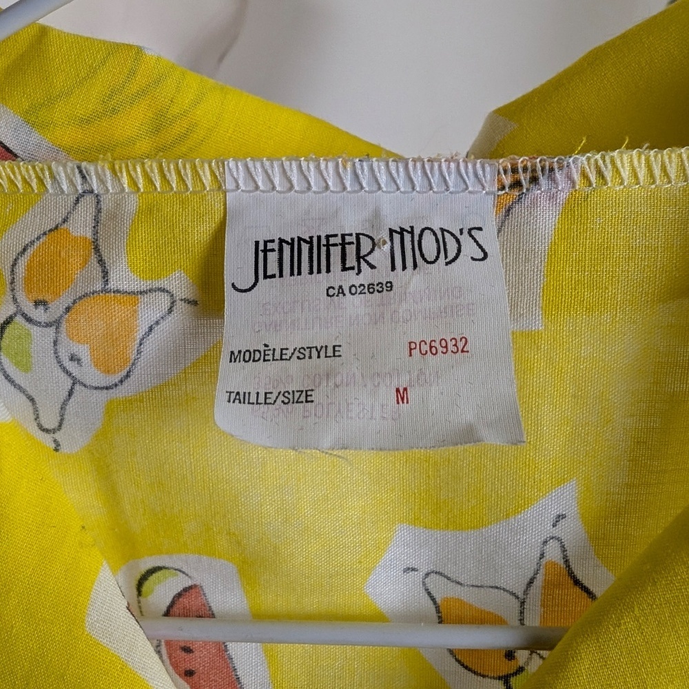 Yellow Fruit Duster Pajamas Button Down Size Medium Midi (v) - Picture 11 of 11